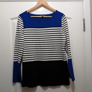 Cable & Gauge Blue and Black Striped Long Sleeve Top